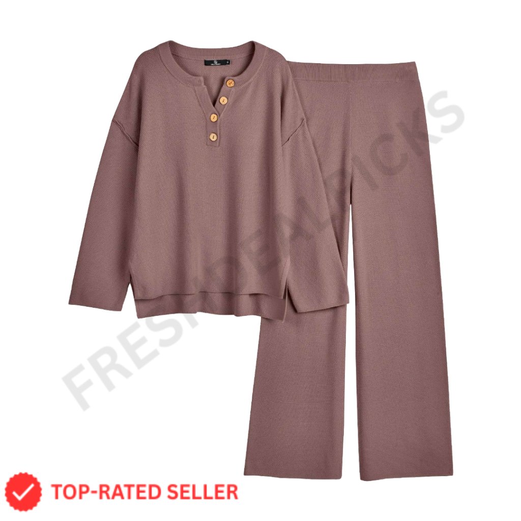 Oversized Slouchy Lounge Set Cozy Knit Two Piece Matching Sweater Pants